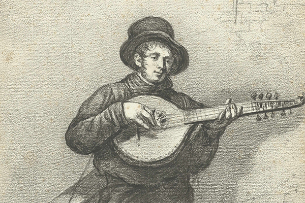 Muzikant met English Guittar (Willem Albertus Haanebrink 1772-1840 - detail)