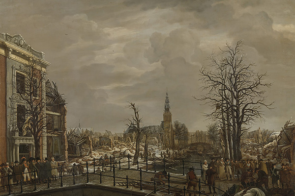 De Lodewijkkerk na de Leidse buskruitramp van 1807 (Carel Lodewijk Hansen)
